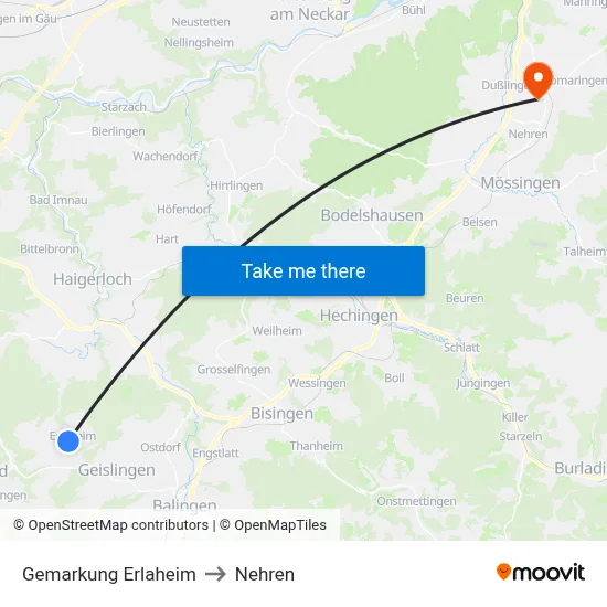 Gemarkung Erlaheim to Nehren map