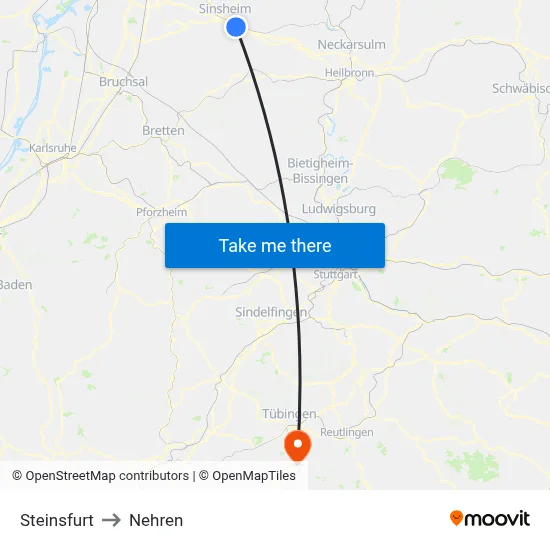 Steinsfurt to Nehren map