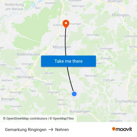 Gemarkung Ringingen to Nehren map