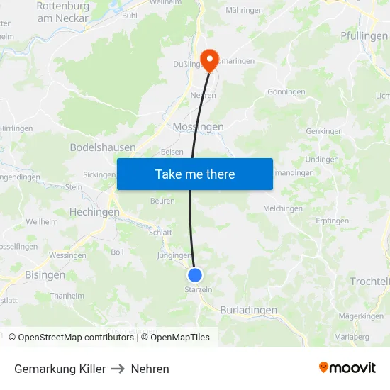 Gemarkung Killer to Nehren map