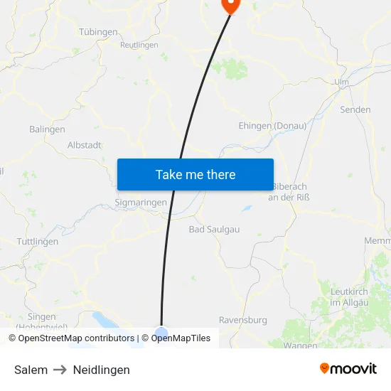 Salem to Neidlingen map