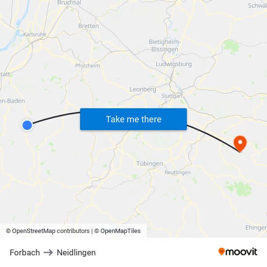 Forbach to Neidlingen map