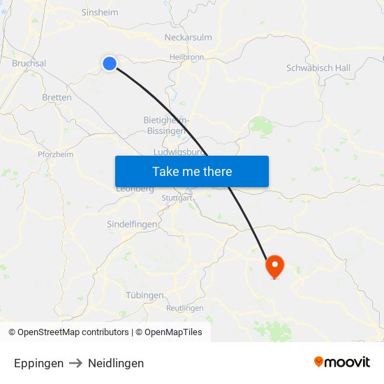 Eppingen to Neidlingen map