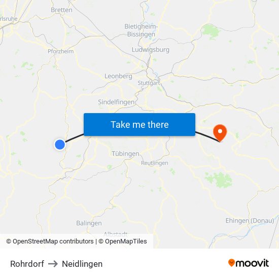 Rohrdorf to Neidlingen map
