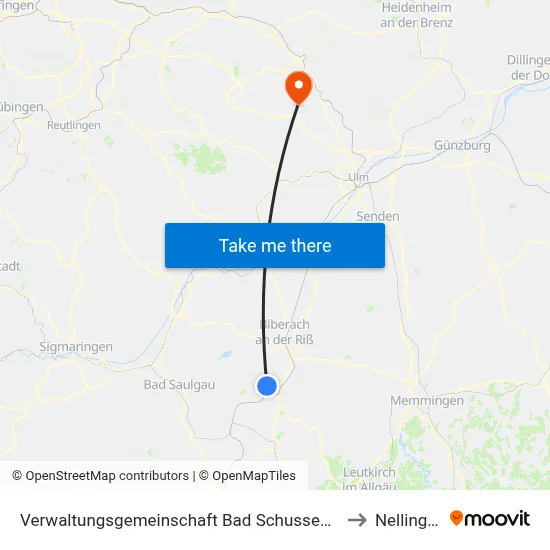 Verwaltungsgemeinschaft Bad Schussenried to Nellingen map
