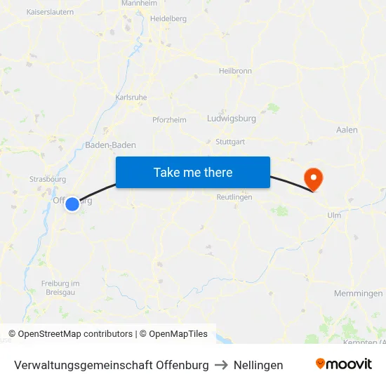 Verwaltungsgemeinschaft Offenburg to Nellingen map
