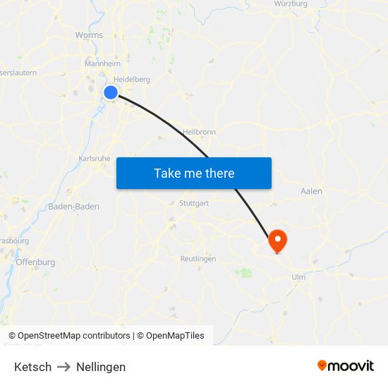 Ketsch to Nellingen map