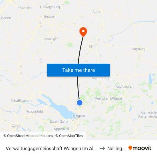Verwaltungsgemeinschaft Wangen Im Allgäu to Nellingen map