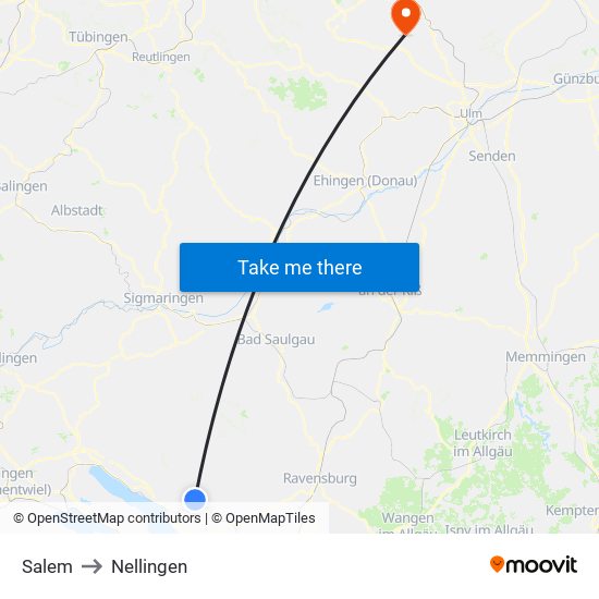 Salem to Nellingen map