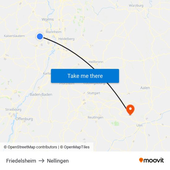 Friedelsheim to Nellingen map