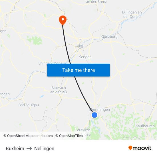 Buxheim to Nellingen map