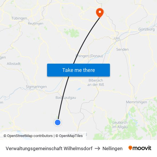 Verwaltungsgemeinschaft Wilhelmsdorf to Nellingen map