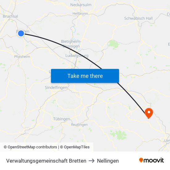 Verwaltungsgemeinschaft Bretten to Nellingen map
