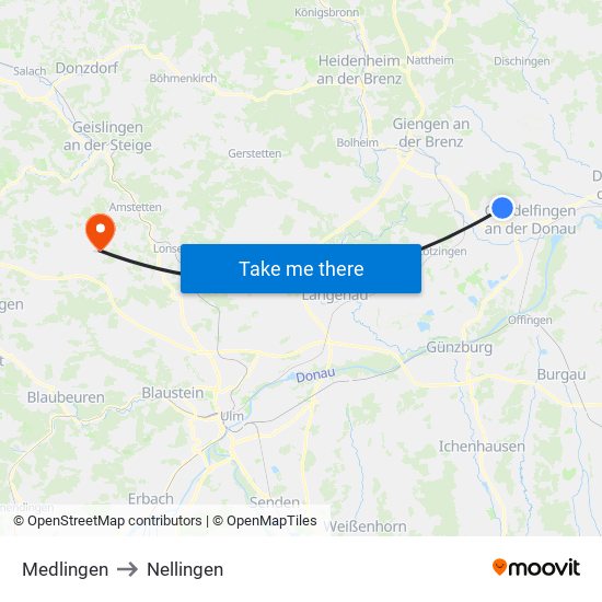 Medlingen to Nellingen map