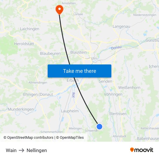 Wain to Nellingen map