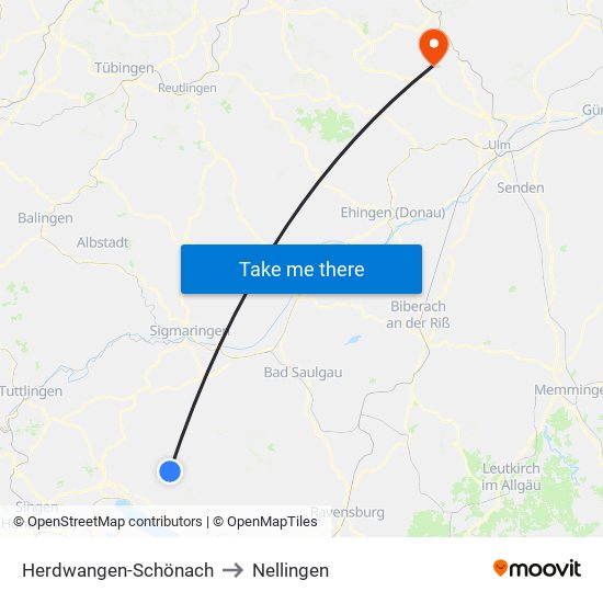 Herdwangen-Schönach to Nellingen map