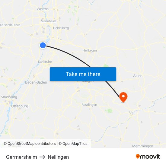 Germersheim to Nellingen map