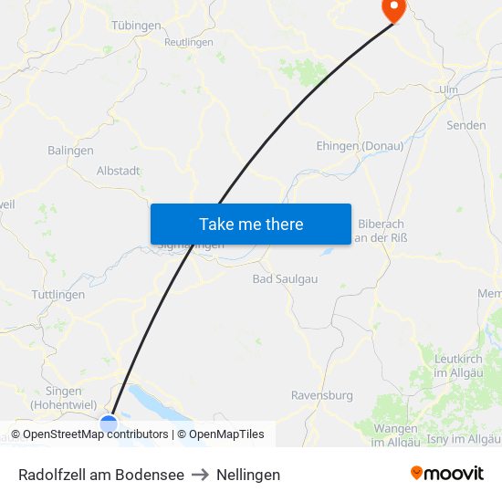 Radolfzell am Bodensee to Nellingen map