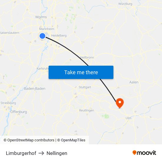 Limburgerhof to Nellingen map