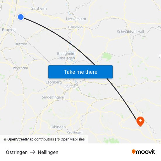 Östringen to Nellingen map