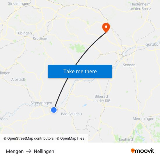 Mengen to Nellingen map