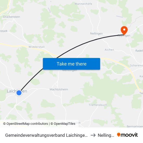 Gemeindeverwaltungsverband Laichinger Alb to Nellingen map