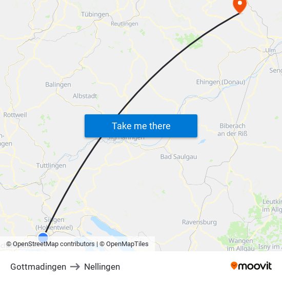 Gottmadingen to Nellingen map