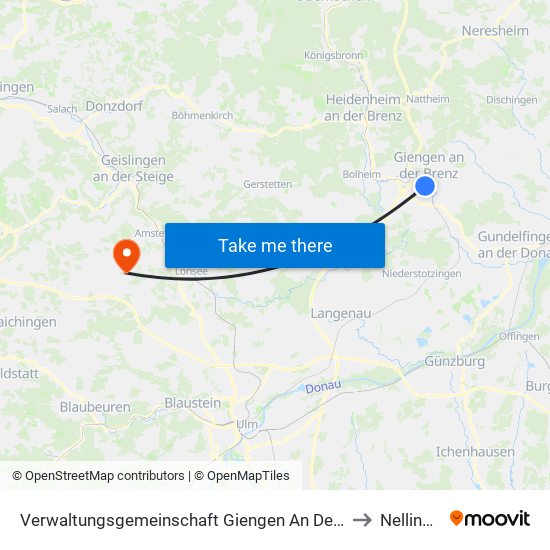 Verwaltungsgemeinschaft Giengen An Der Brenz to Nellingen map