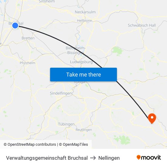 Verwaltungsgemeinschaft Bruchsal to Nellingen map
