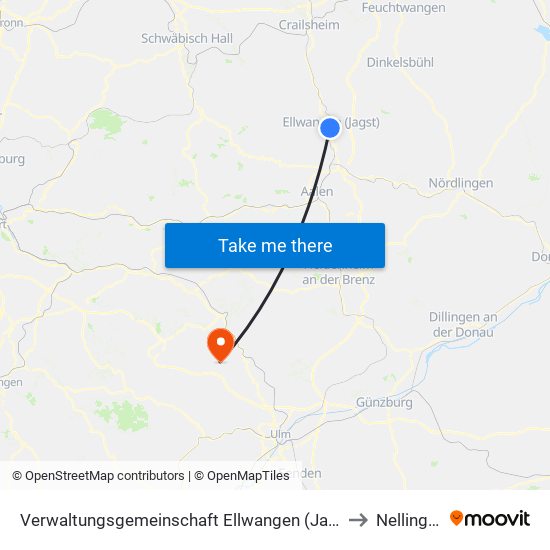 Verwaltungsgemeinschaft Ellwangen (Jagst) to Nellingen map