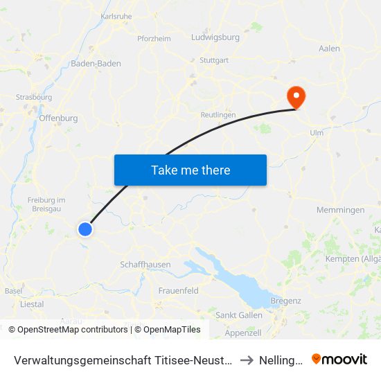Verwaltungsgemeinschaft Titisee-Neustadt to Nellingen map