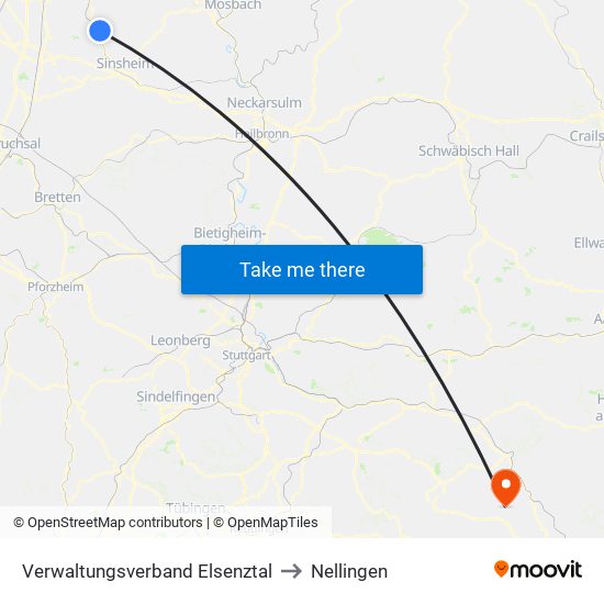 Verwaltungsverband Elsenztal to Nellingen map