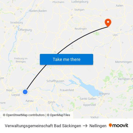 Verwaltungsgemeinschaft Bad Säckingen to Nellingen map