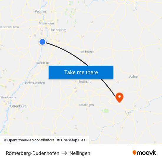 Römerberg-Dudenhofen to Nellingen map