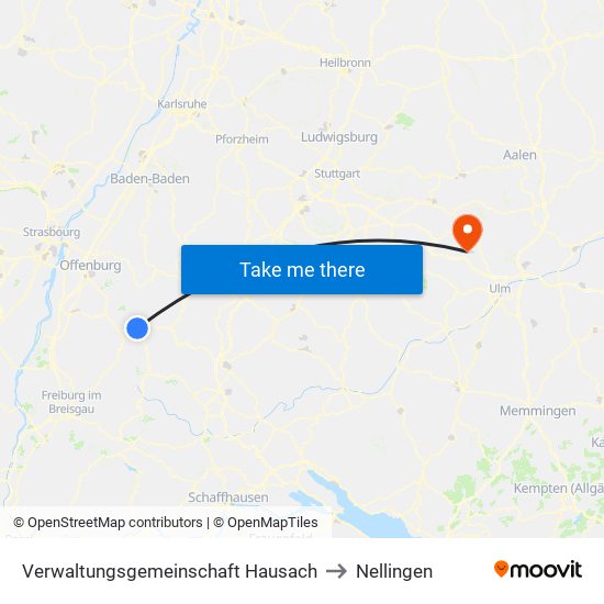 Verwaltungsgemeinschaft Hausach to Nellingen map