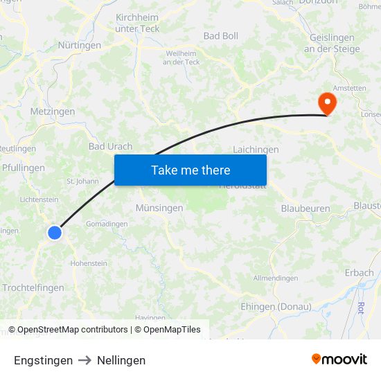 Engstingen to Nellingen map