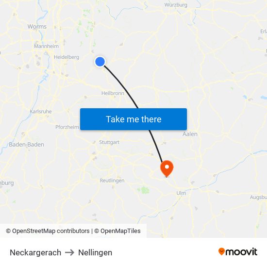 Neckargerach to Nellingen map