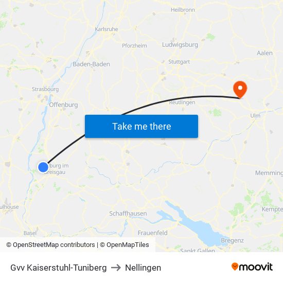 Gvv Kaiserstuhl-Tuniberg to Nellingen map
