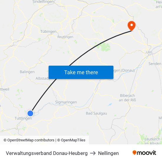 Verwaltungsverband Donau-Heuberg to Nellingen map