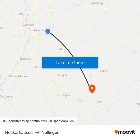 Neckarhausen to Nellingen map