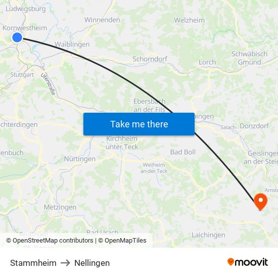 Stammheim to Nellingen map