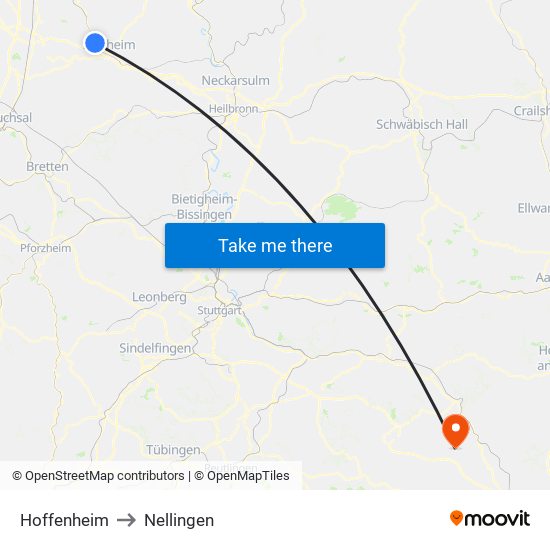 Hoffenheim to Nellingen map