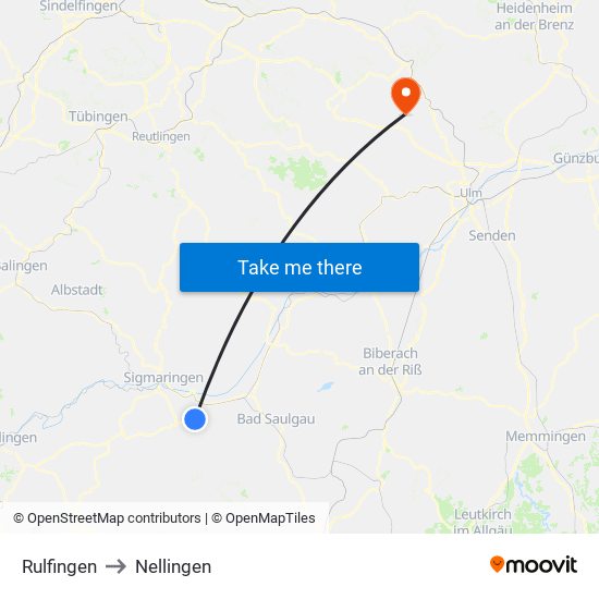 Rulfingen to Nellingen map