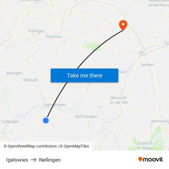 Igelswies to Nellingen map