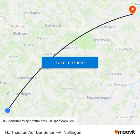 Harthausen Auf Der Scher to Nellingen map
