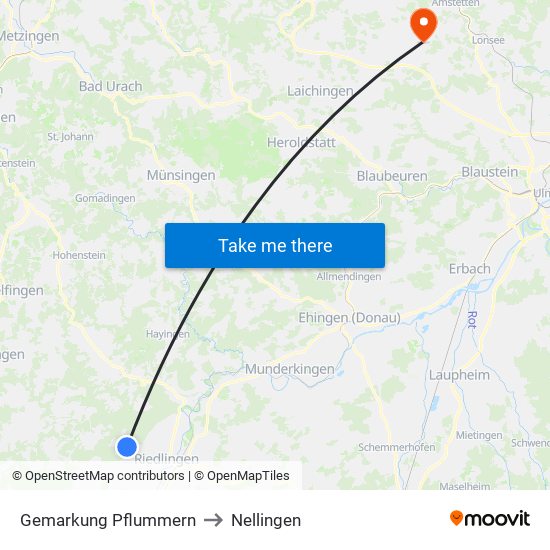 Gemarkung Pflummern to Nellingen map