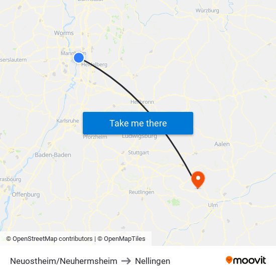 Neuostheim/Neuhermsheim to Nellingen map