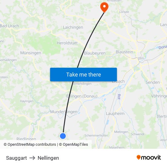 Sauggart to Nellingen map