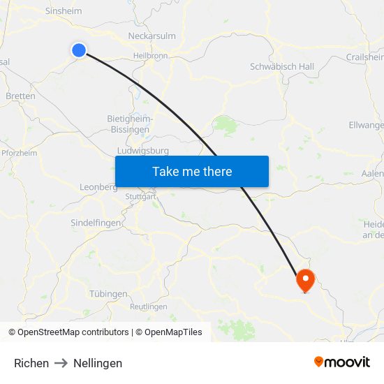 Richen to Nellingen map