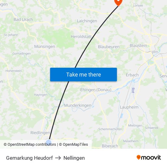 Gemarkung Heudorf to Nellingen map